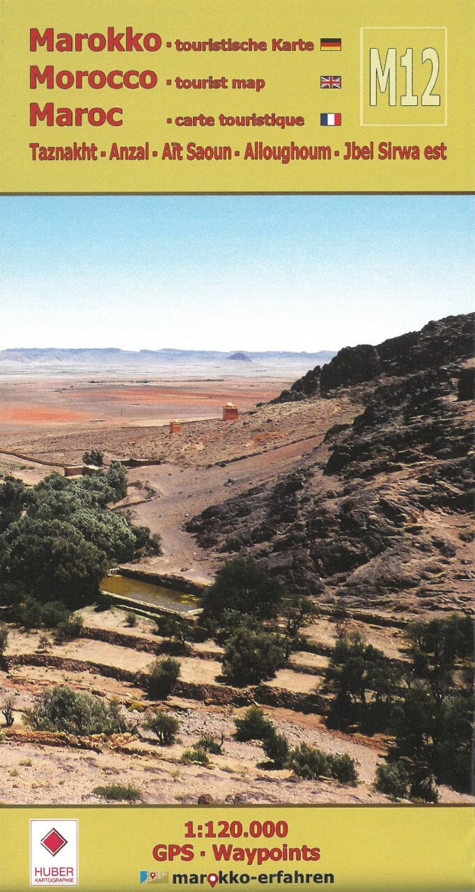 Carte touristique M12 - Taznakht, Anzal, Aït Saoun, Alloughoum, Jbel Sirwa est (Maroc) | Huber carte routière Huber