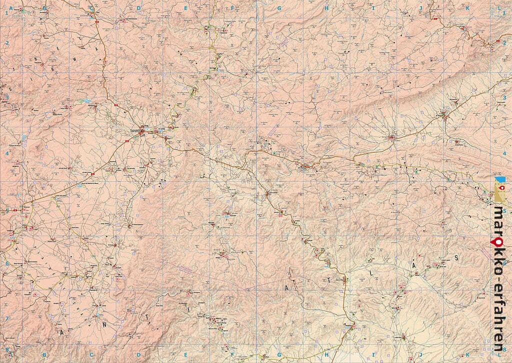 Carte touristique M12 - Taznakht, Anzal, Aït Saoun, Alloughoum, Jbel Sirwa est (Maroc) | Huber carte routière Huber