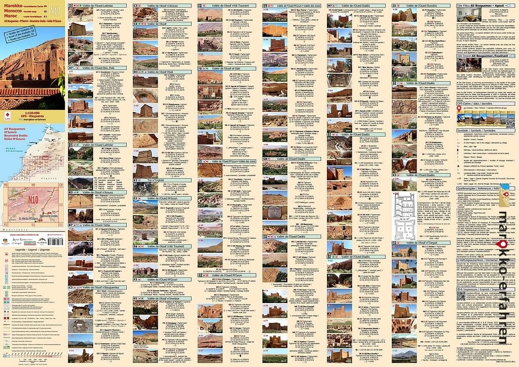 Carte touristique N10 - Aït Bouguemez, MSemrir, Boumalne Dadès, Kelaa MGouna (Maroc) | Huber carte routière Huber