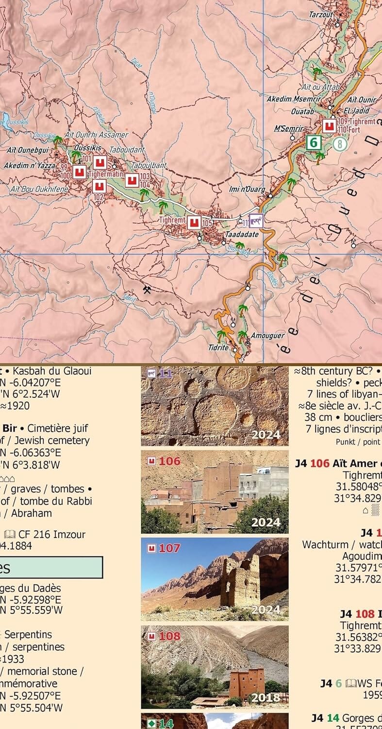 Carte touristique N10 - Aït Bouguemez, MSemrir, Boumalne Dadès, Kelaa MGouna (Maroc) | Huber carte routière Huber