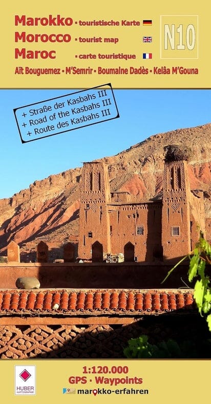 Carte touristique N10 - Aït Bouguemez, MSemrir, Boumalne Dadès, Kelaa MGouna (Maroc) | Huber carte routière Huber