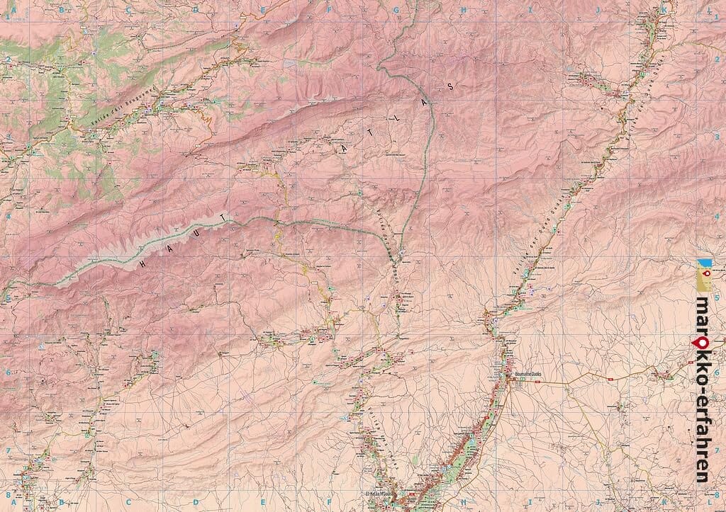 Carte touristique N10 - Aït Bouguemez, MSemrir, Boumalne Dadès, Kelaa MGouna (Maroc) | Huber carte routière Huber