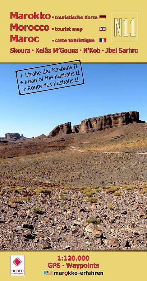 Carte touristique N11 - Skoura, Kelâa M’Gouna, N’Kob, Jbel Sarhro + Route des Kasbahs II (Maroc) | Huber carte routière Huber