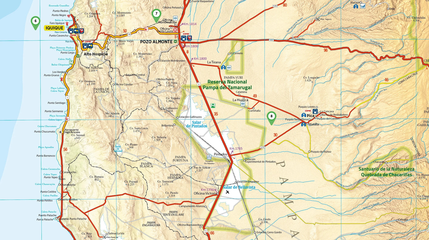 Carte touristique n° 1 - Parc national de Lauca et monument naturel du Salar de Surire (Chili) | COPEC carte routière COPEC 