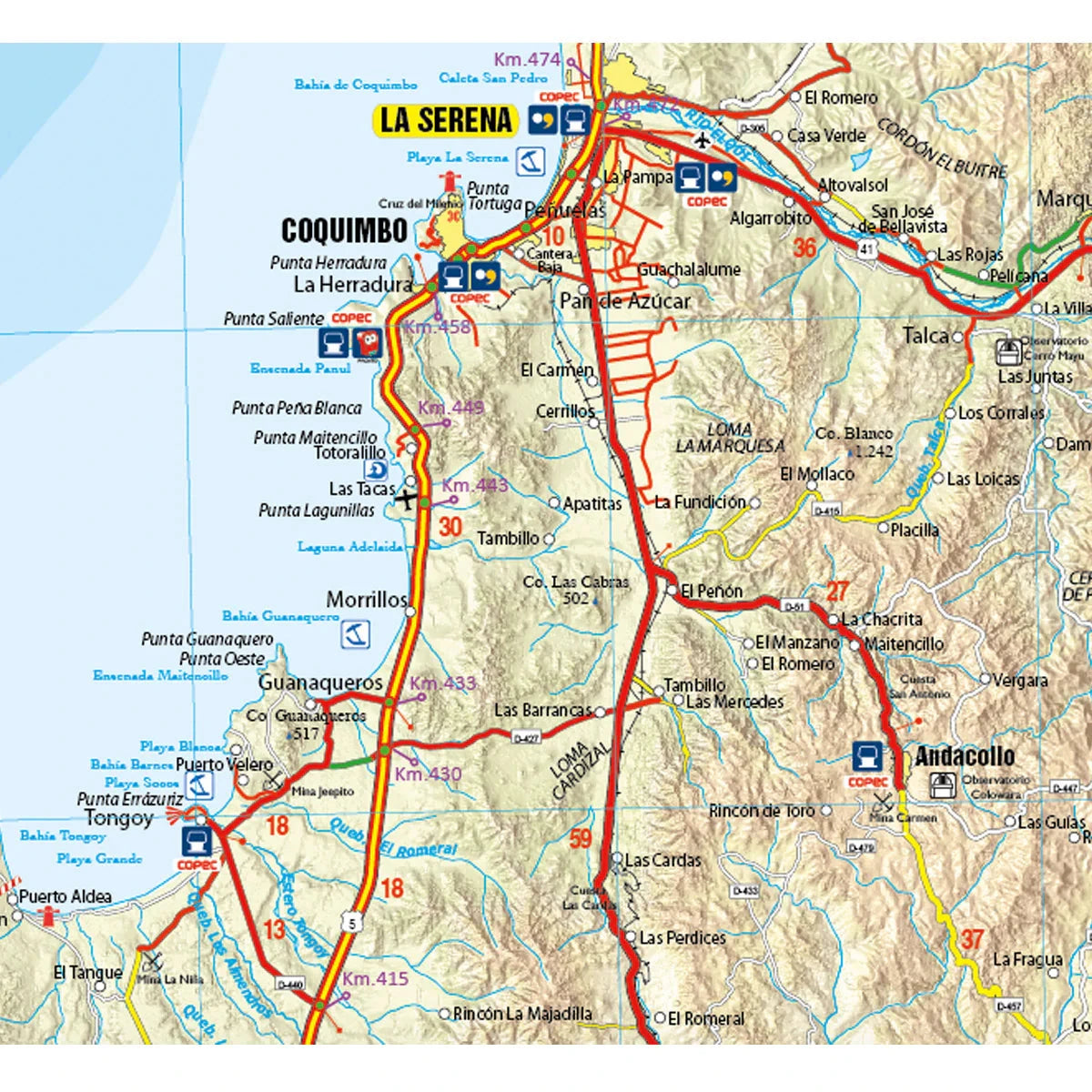 Carte touristique n° 3 - Copiapo, Elqui (Chili) | COPEC carte routière COPEC 