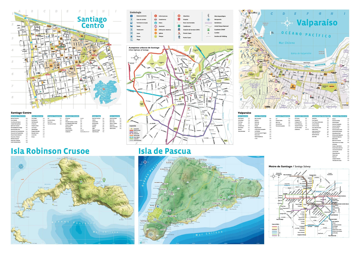 Carte touristique n° 4 - Zona Central (Chili) | COPEC carte routière COPEC 