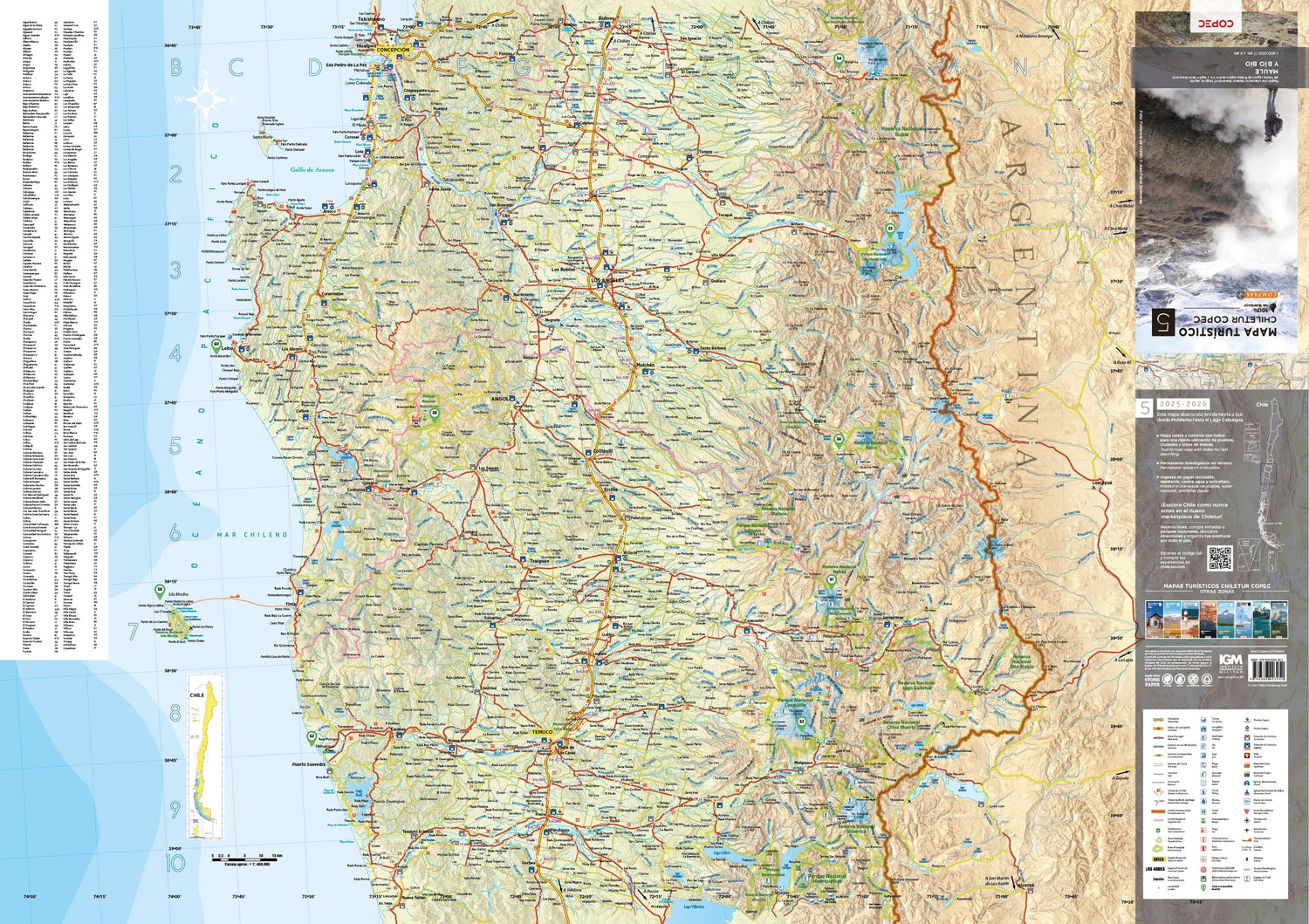 Carte touristique n° 5 - Maule y Bio Bio (Chili) | COPEC carte routière COPEC 