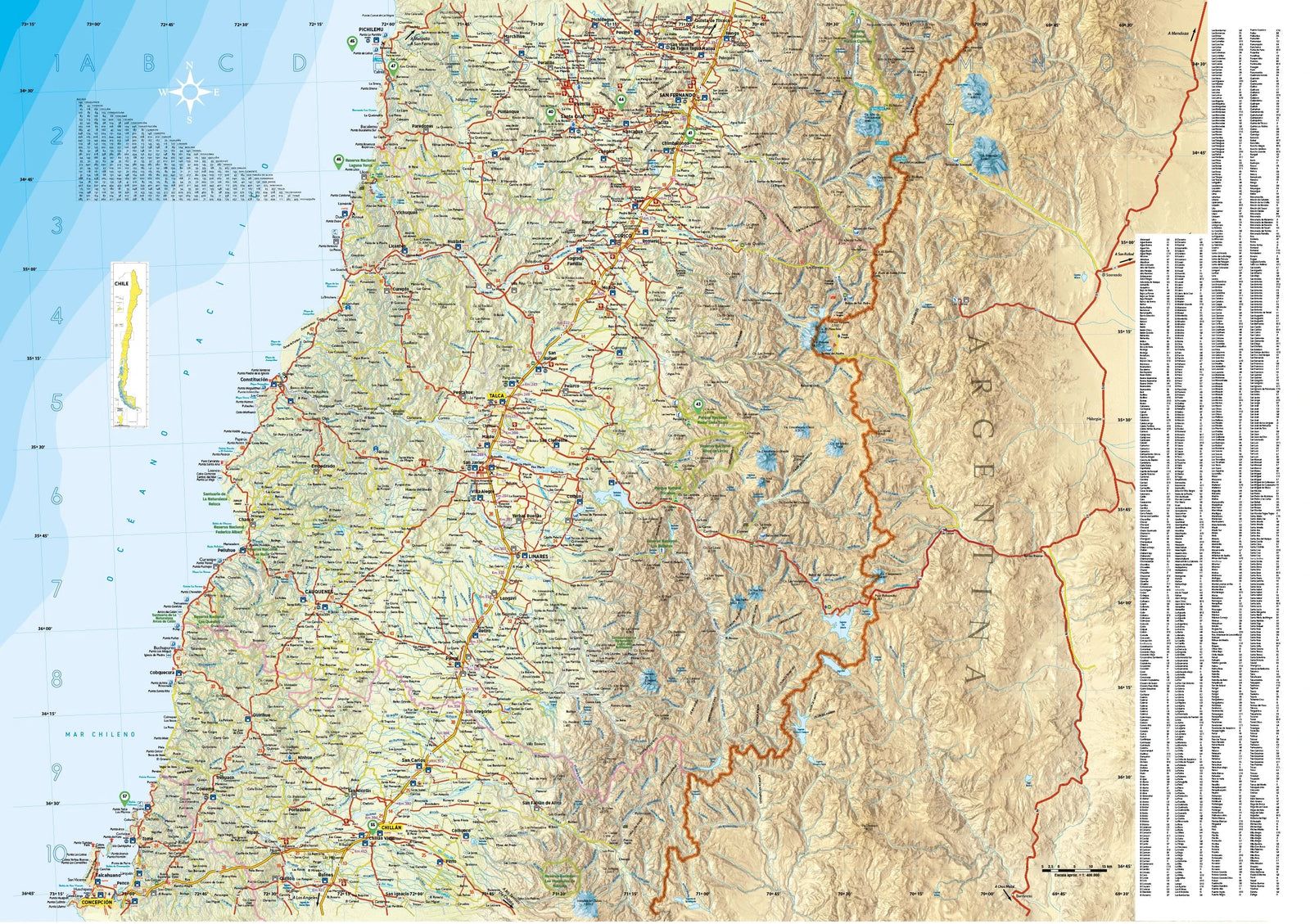 Carte touristique n° 5 - Maule y Bio Bio (Chili) | COPEC carte routière COPEC 