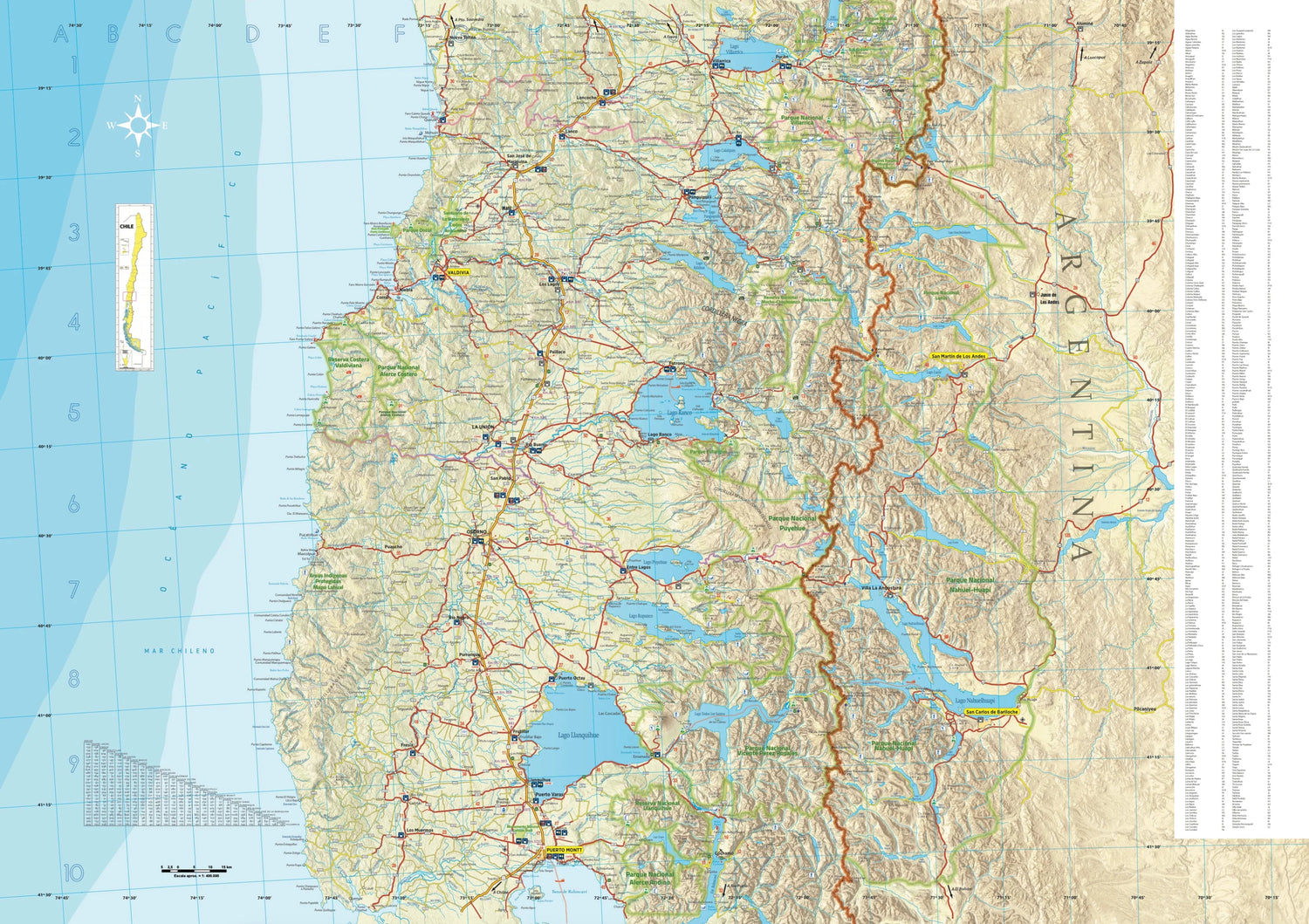 Carte touristique n° 6 - Villarrica, Llanquihue et Chiloé (Chili) | COPEC carte routière COPEC 