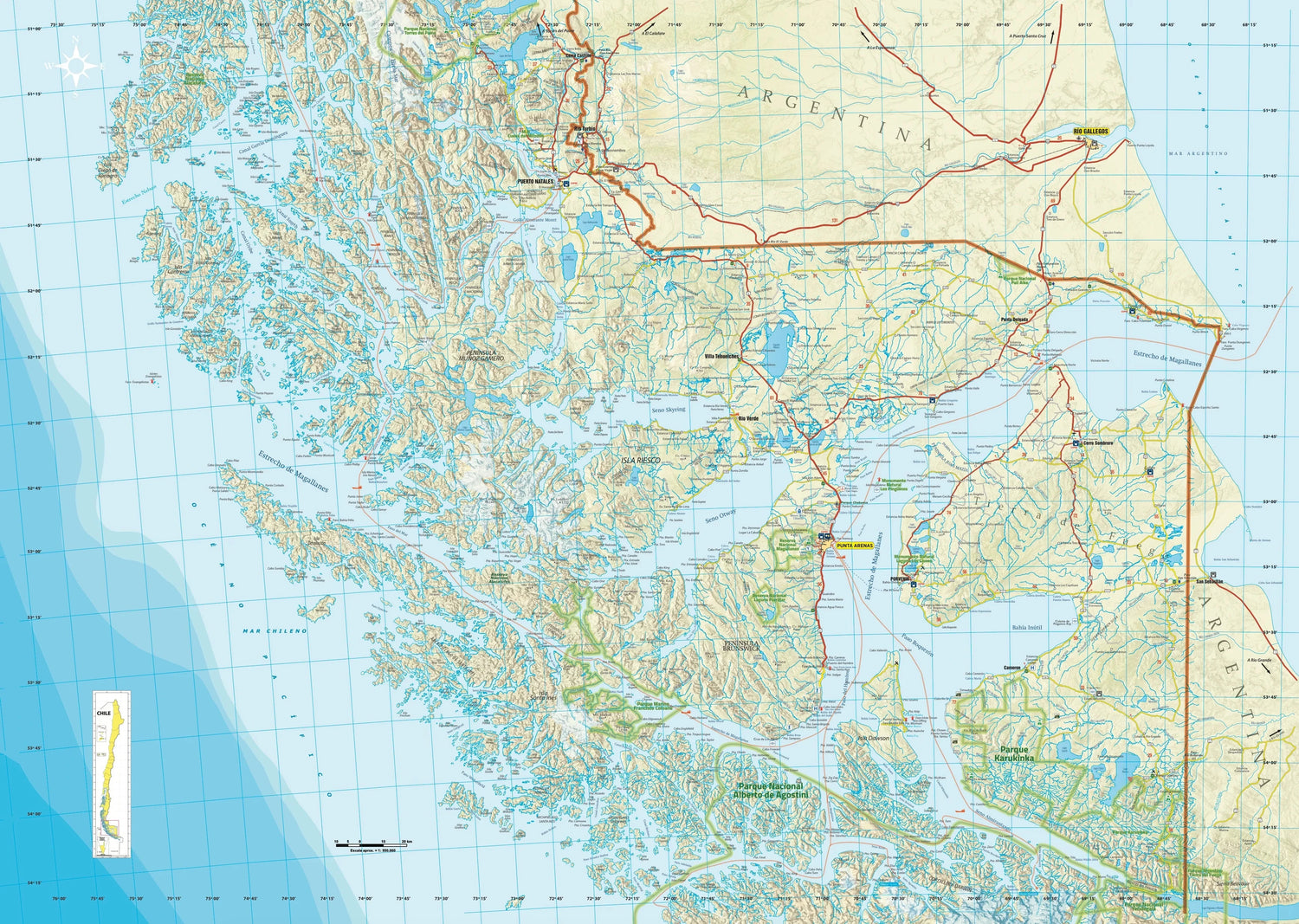 Carte touristique n° 8 - Campos de Hielo y Torres del Paine (Chili) | COPEC carte routière COPEC 