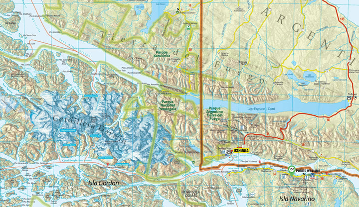 Carte touristique n° 9 - Terre de Feu et Antarctique chilienne (Chili) | COPEC carte routière COPEC 