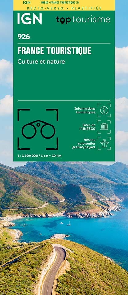 Carte touristique plastifiée (culture et nature) - France | IGN carte routière IGN