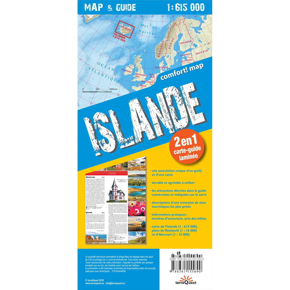 Carte touristique plastifiée XXL - Islande | TerraQuest carte routière Terra Quest