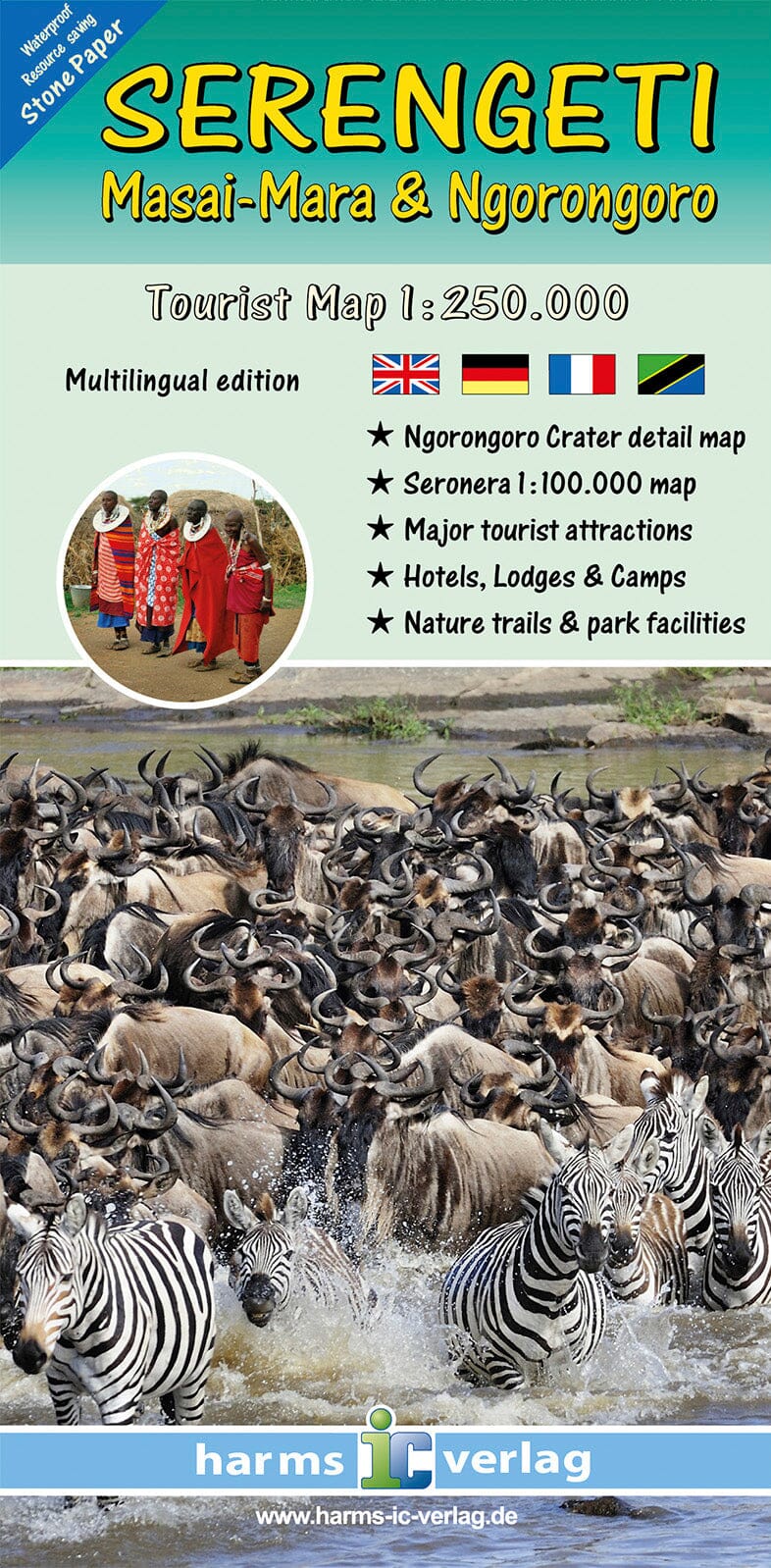 Carte touristique - Serengeti, Masai-Mara, Ngorongoro (Tanzanie) | Harms Verlag carte routière Harms Verlag