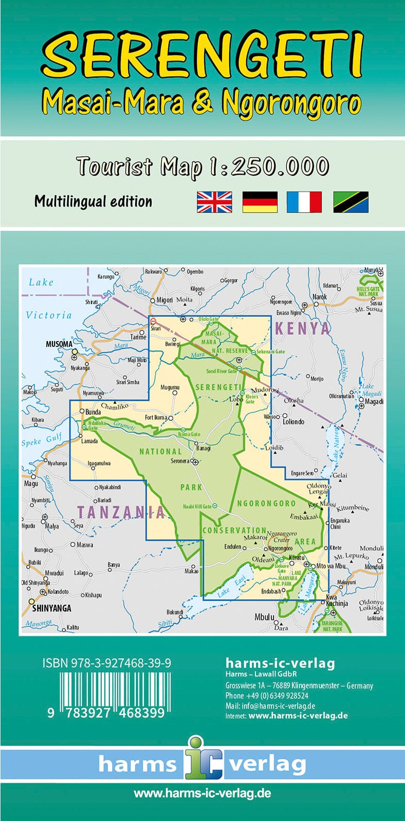 Carte touristique - Serengeti, Masai-Mara, Ngorongoro (Tanzanie) | Harms Verlag carte routière Harms Verlag