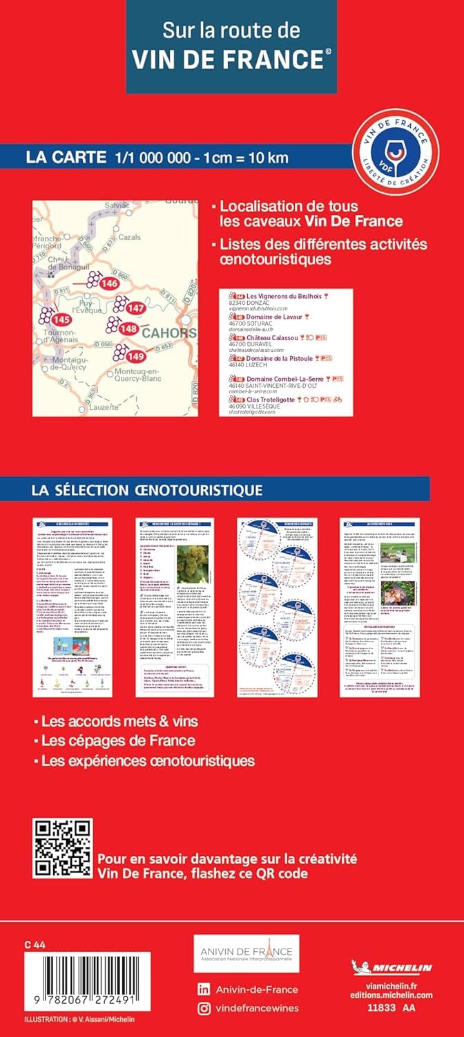 Carte touristique - Sur la route des Vins de France | Michelin carte routière Michelin