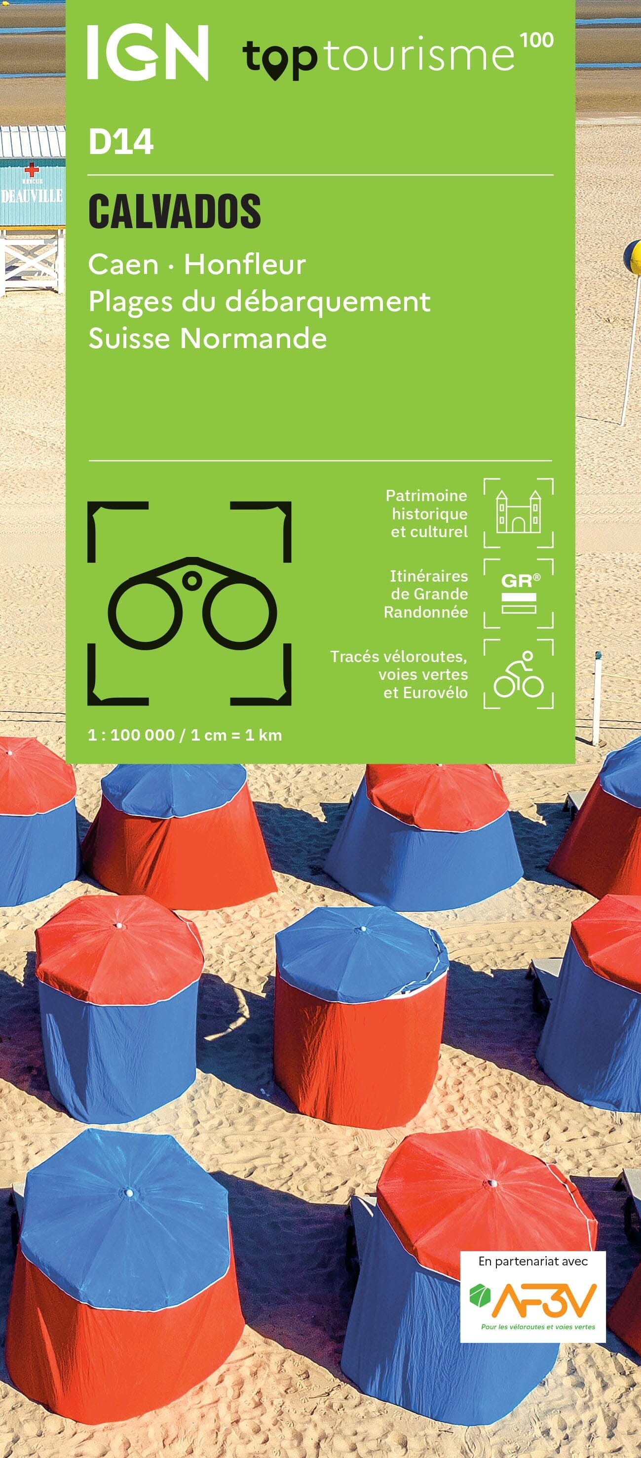 Carte touristique TOP 100 D14 - Calvados : Caen, Honfleur, Plages du Débarquement, Suisse Normande | IGN carte routière IGN Default Title