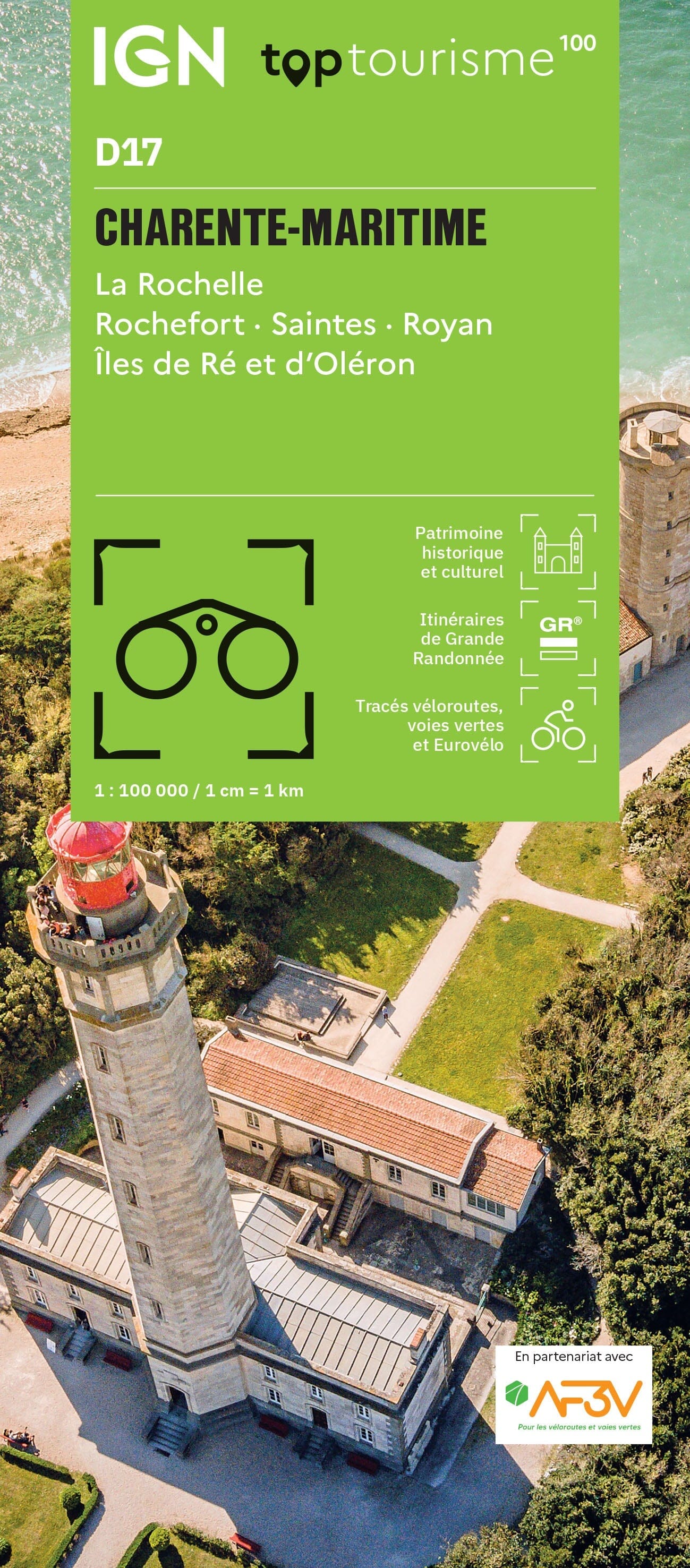 Carte touristique TOP 100 D17 - Charente-Maritime : La Rochelle, Rochefort, Saintes, Royan, Îles de Ré Et d'Oléron | IGN carte routière IGN Default Title