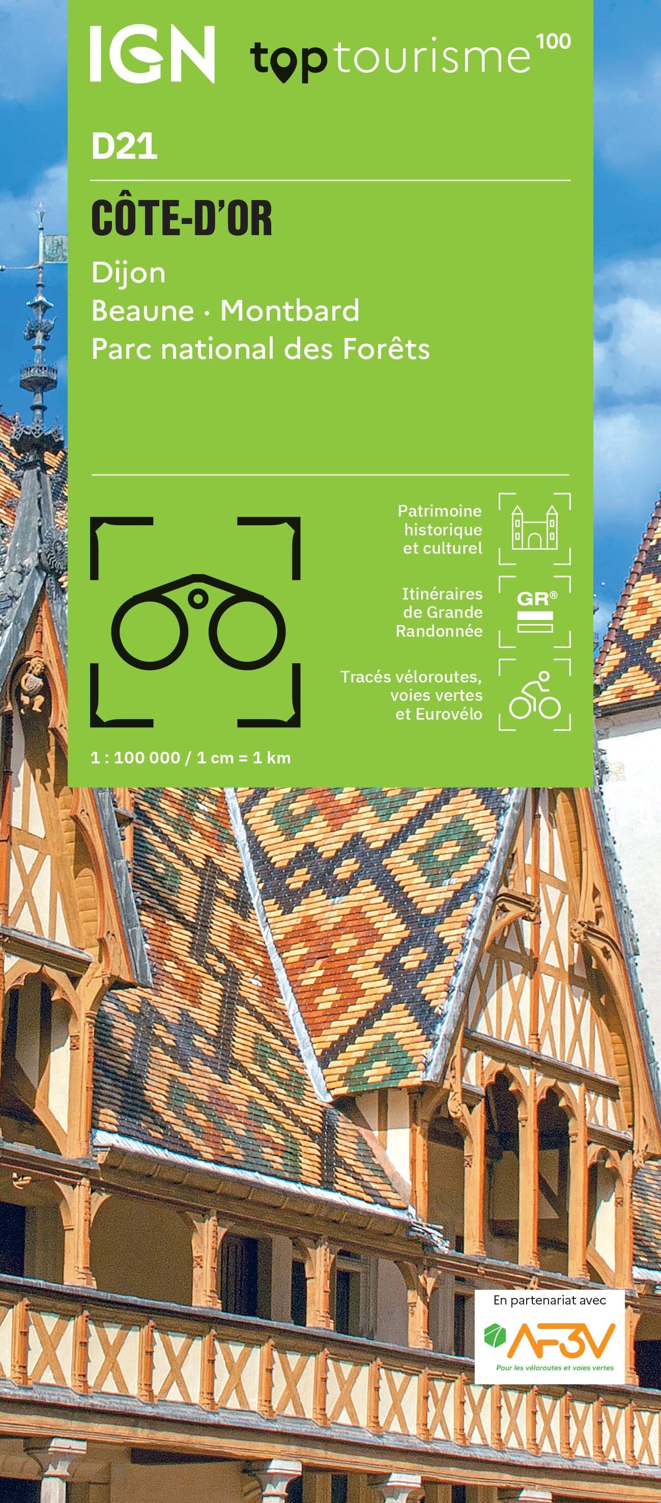 Carte touristique TOP 100 D21 - Côte-D'Or : Dijon, Beaune, Montbard, Parc National des Forêts | IGN carte routière IGN Default Title