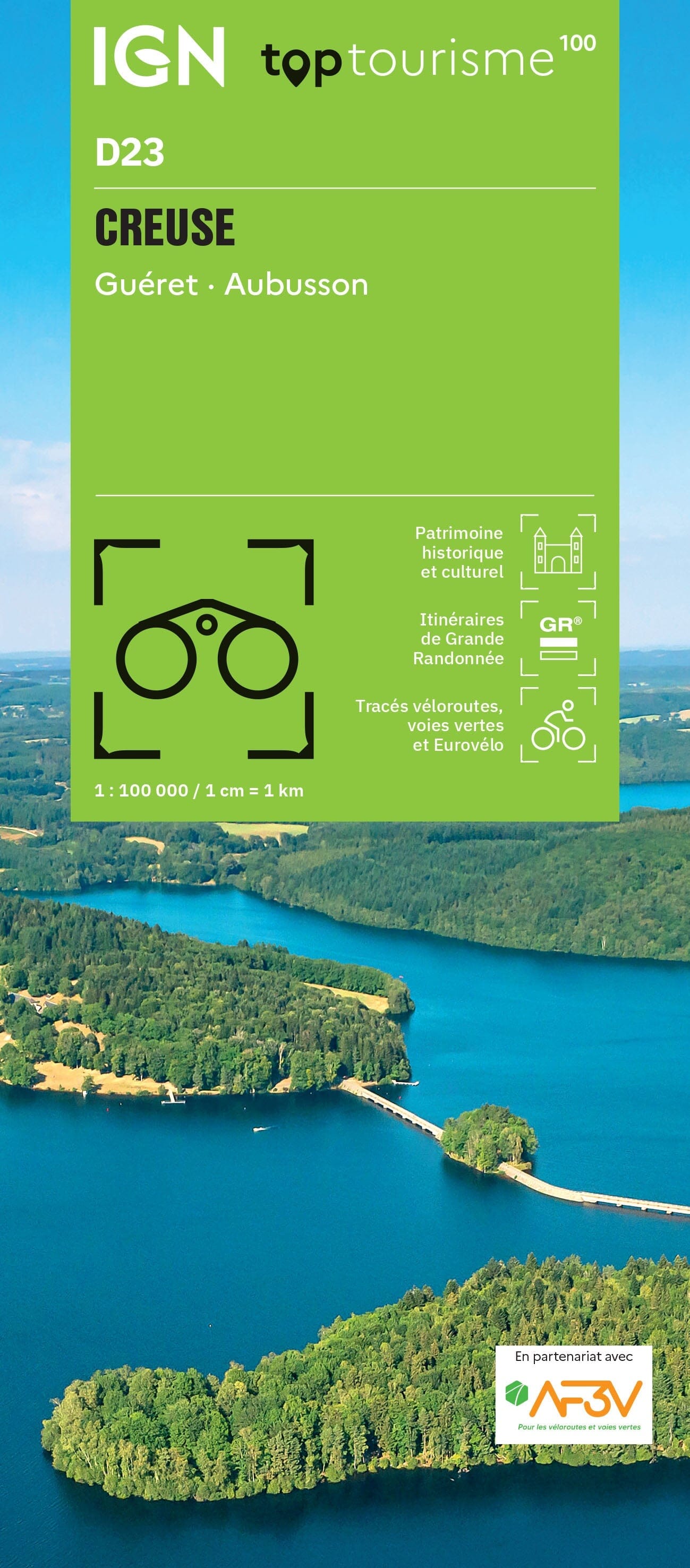 Carte touristique TOP 100 D23 - Creuse : Guéret, Aubusson | IGN carte routière IGN Default Title