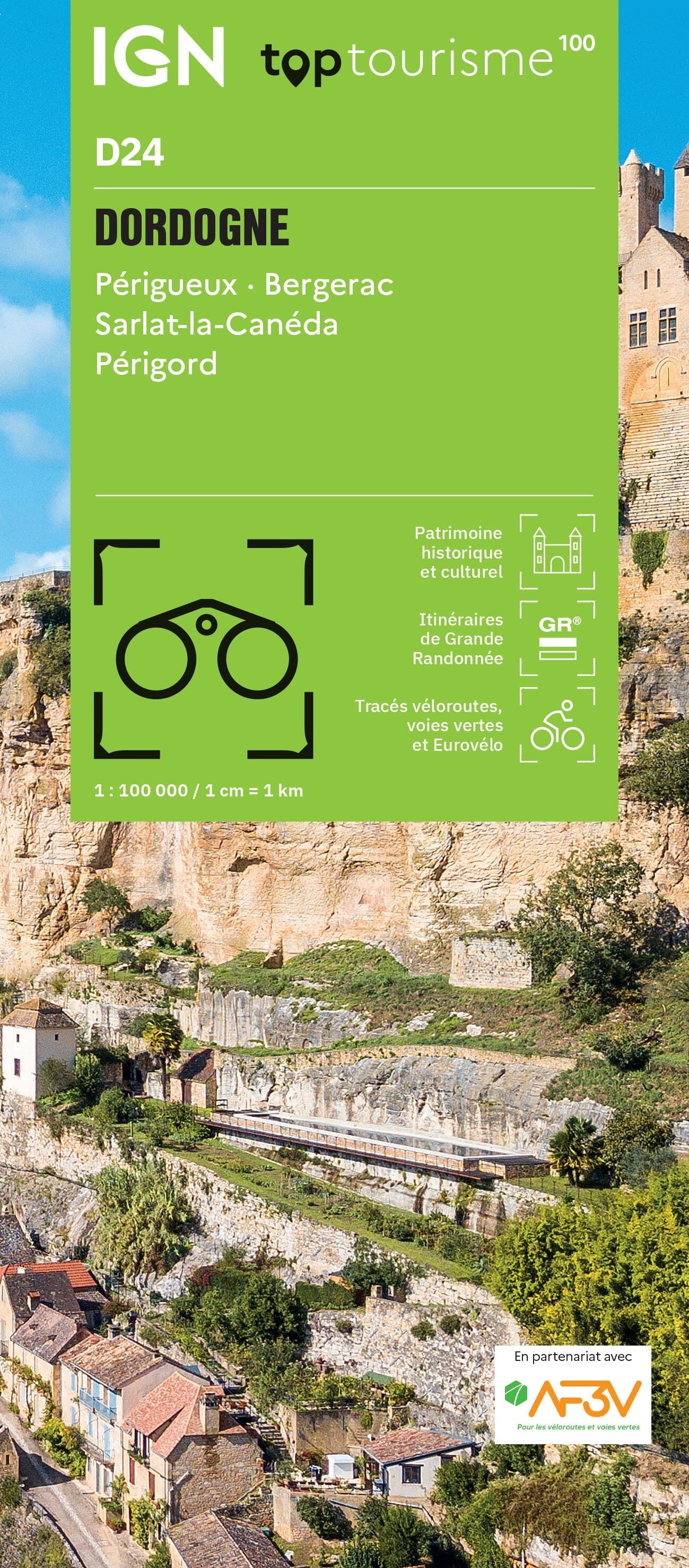 Carte touristique TOP 100 D24 - Dordogne : Périgueux, Bergerac, Sarlat La Canéda, Périgord | IGN carte routière IGN Default Title