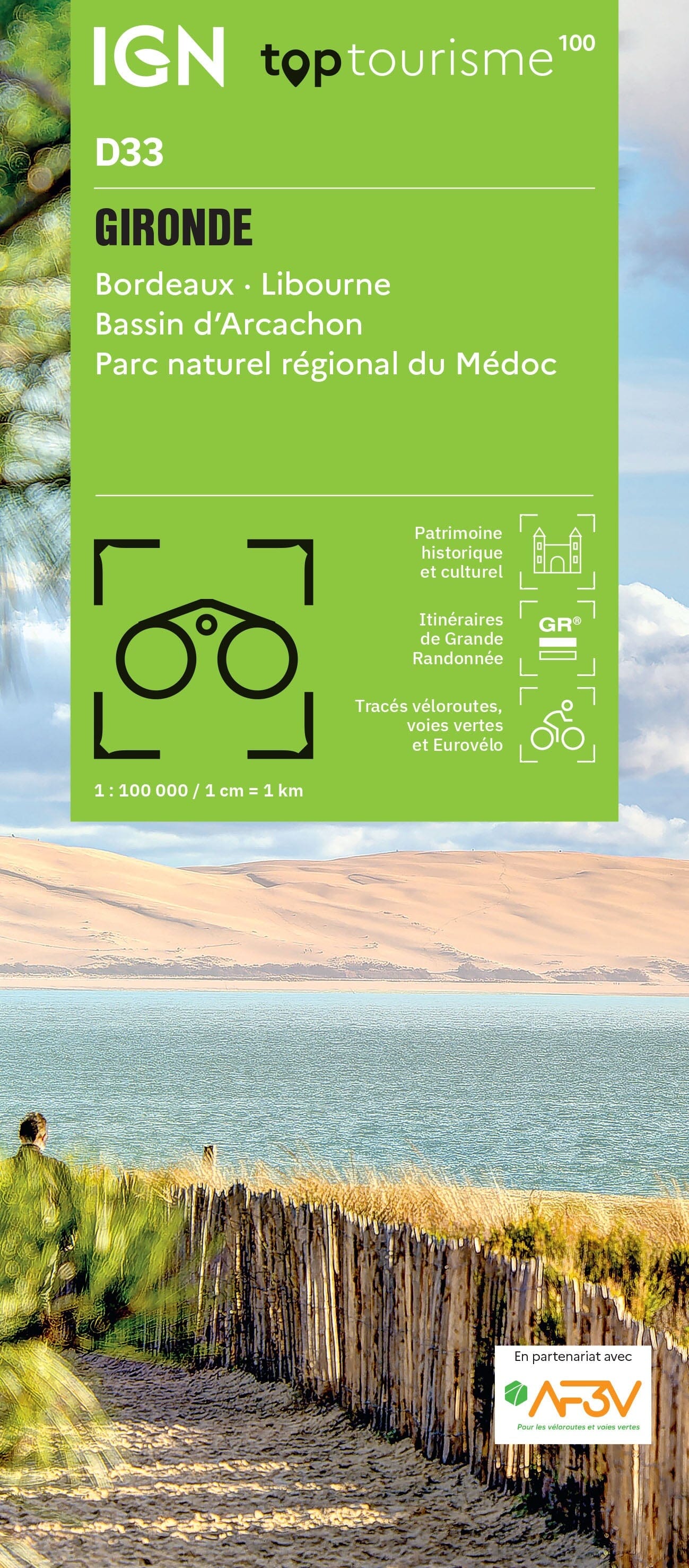 Carte touristique TOP 100 D33 - Gironde : Bordeaux, Libourne, Bassin D'Arcachon, Pnr Médoc | IGN carte routière IGN Default Title