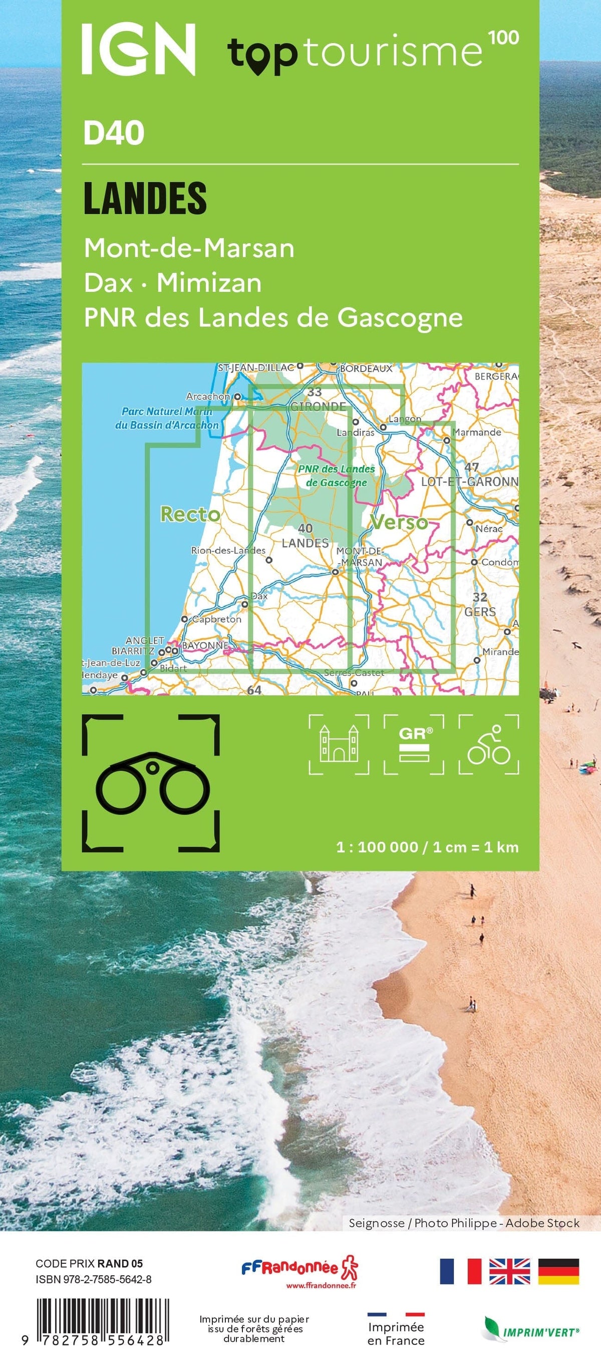 TOP 100 D40 Tourist map - Landes: Mont De Marsan, Dax, Mimizan, Pnr of ...