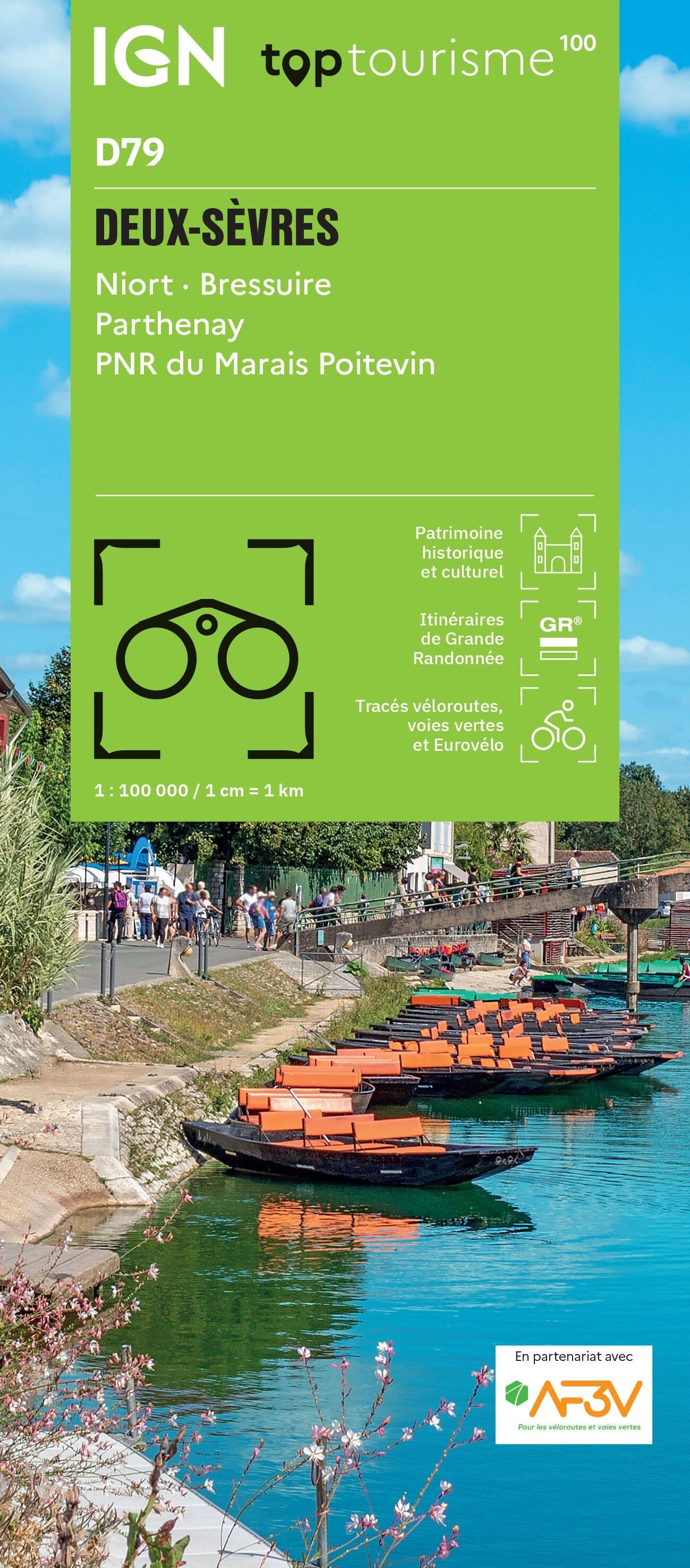 Carte touristique TOP 100 D79 - Deux-Sèvres : Niort, Bressuire, Parthenay, Pnr du Marais Poitevin | IGN carte routière IGN Default Title