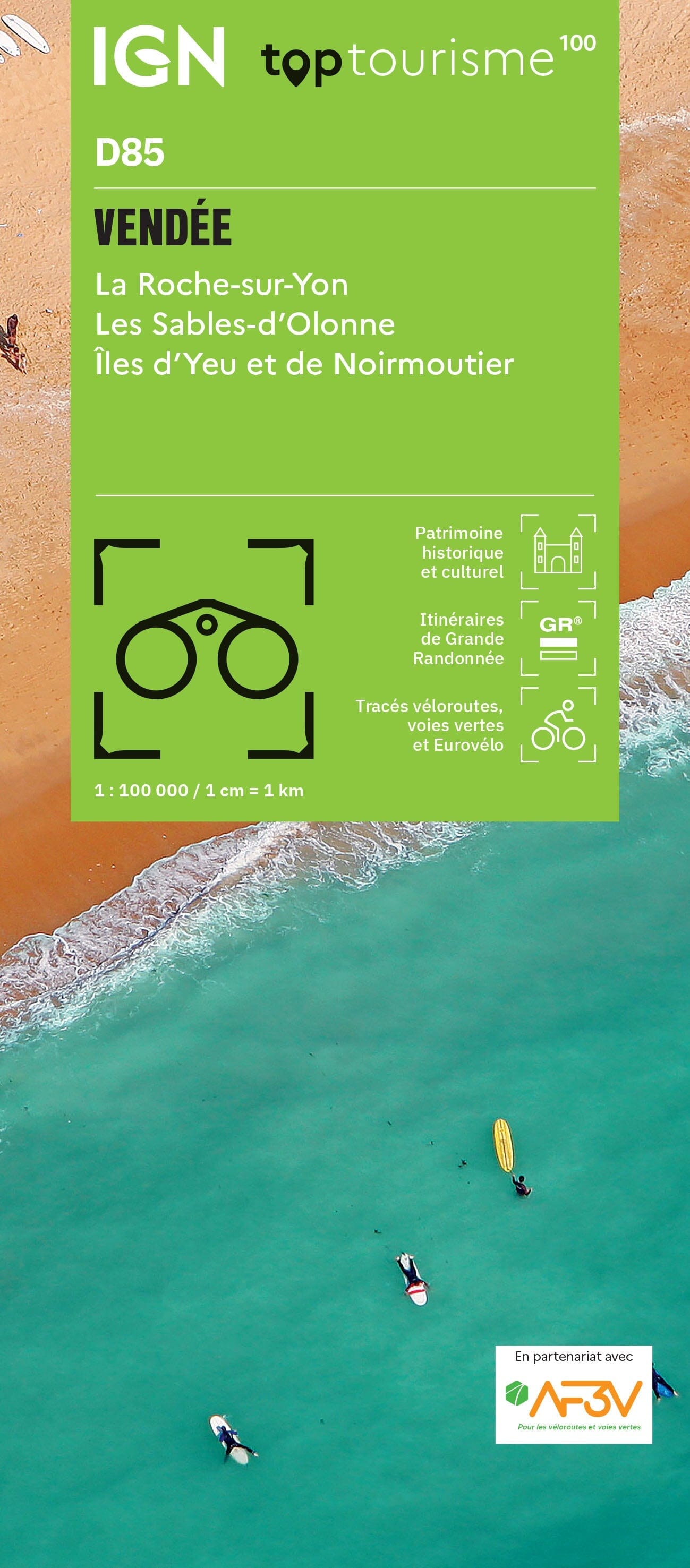 Carte touristique TOP 100 D85 - Vendée : La Roche Sur Yon, Les Sables D'Olonne, Îles D'Yeu et de Noirmoutier | IGN carte routière IGN Default Title