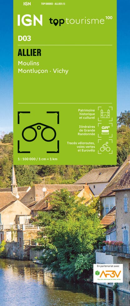 Carte touristique TOP100 D03 - Allier : Moulin, Montluçon, Vichy | IGN carte routière IGN Default Title