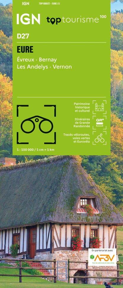 Carte touristique TOP100 D27 - Eure : Évreux, Bernay, Les Andelys, Vernon | IGN carte routière IGN Default Title