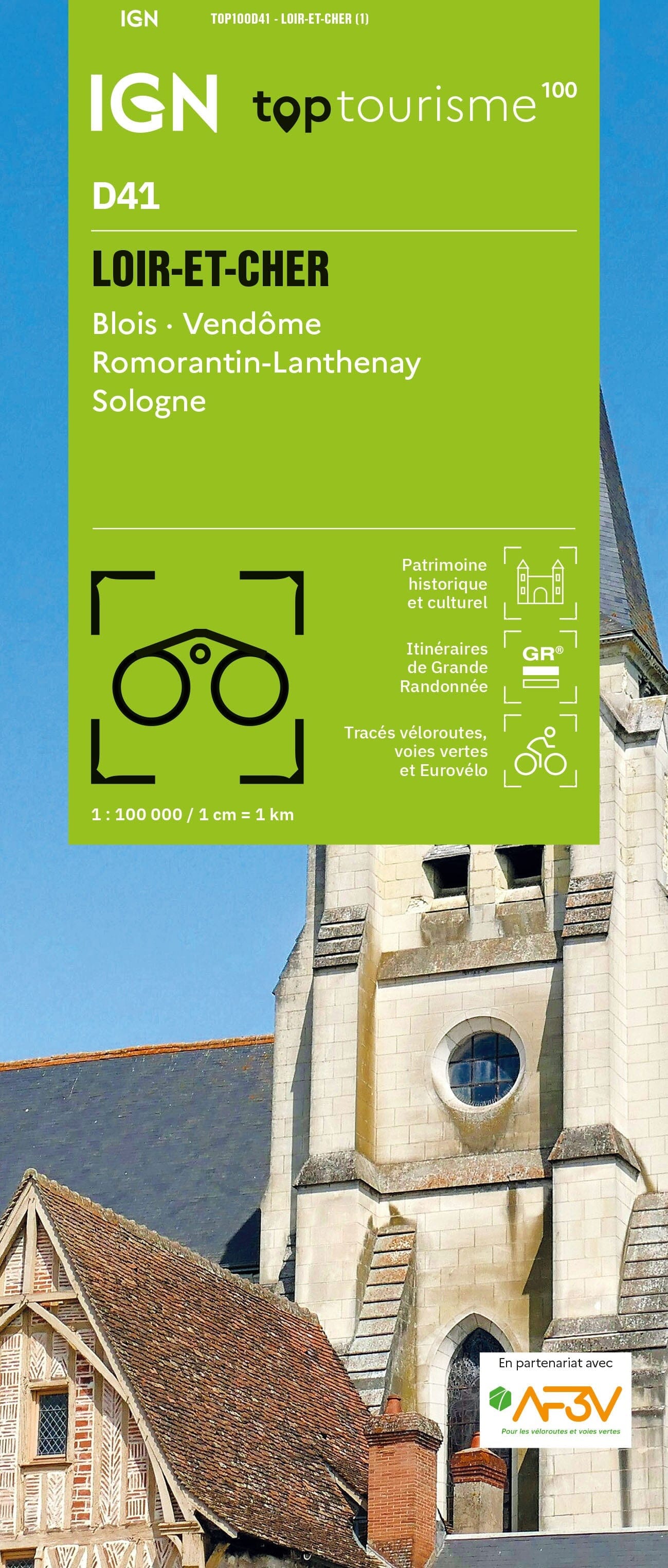 Carte touristique TOP100 D41 - Loir-et-Cher : Blois, Vendôme, Romorantin, Sologne | IGN carte routière IGN Default Title