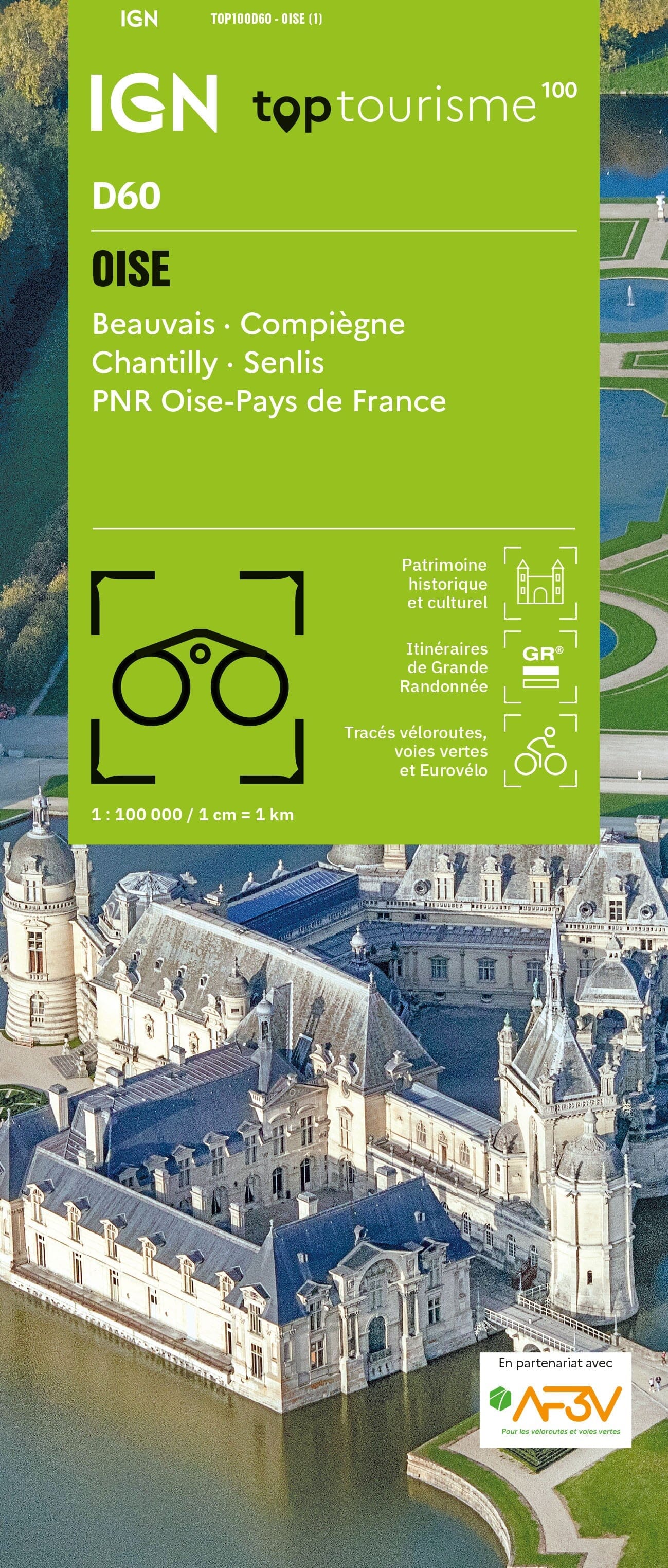 Carte touristique TOP100 D60 - Oise : Beauvais, Compiègne, Chantilly, Senlis, Pnr Oise-Pays de France | IGN carte routière IGN Default Title