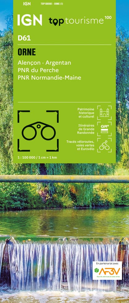 Carte touristique TOP100 D61 - Orne : Alençon, Argentan, Pnr du Perche, Pnr Normandie-Maine | IGN carte routière IGN Default Title