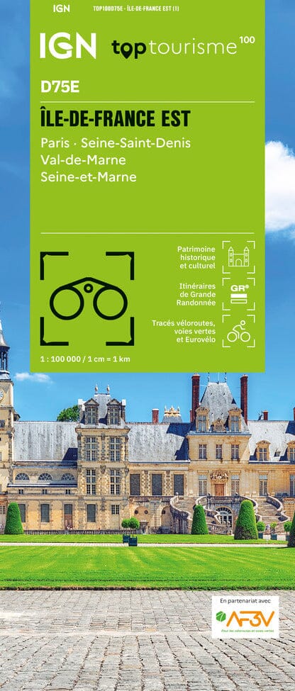 Carte touristique TOP100 D75E - Île-de-France Est : Paris, Seine-Saint-Denis, Val-de-Marne, Seine-et-Marne | IGN carte routière IGN Default Title