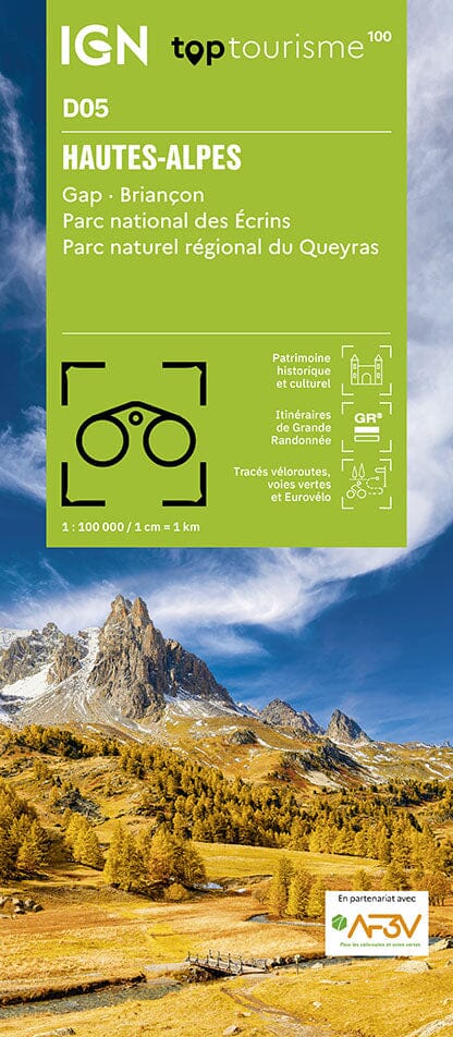 Carte touristique TOP 100 D05 - Hautes-Alpes : Gap, Briançon, PN Ecrins, PNR Queyras | IGN carte routière IGN Default Title