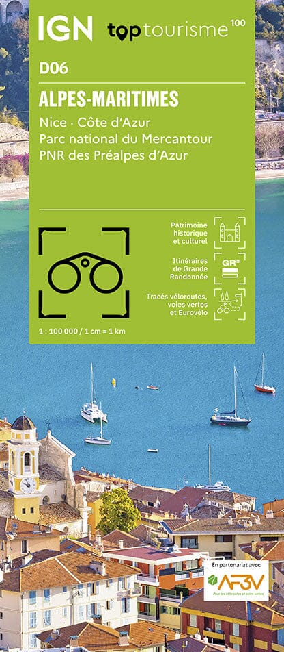 Carte touristique TOP 100 D06 - Alpes-Maritimes : Nice, Côte d'Azur, PN du Mercantour | IGN carte routière IGN Default Title