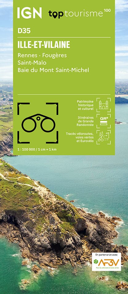 Carte touristique TOP 100 D35 - Ille-et-Vilaine : Rennes, Fougères, St-Malo | IGN carte routière IGN Default Title