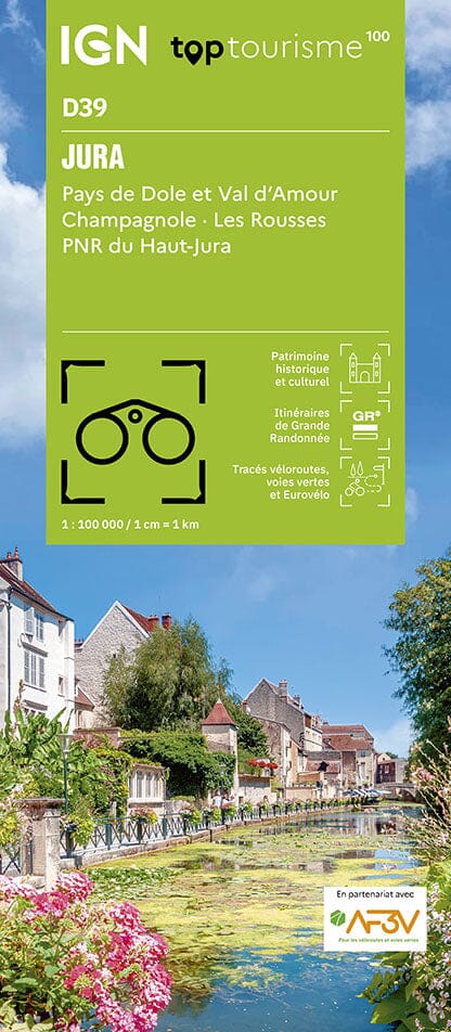 Carte touristique TOP 100 D39 - Jura : Pays de Dole et Val d'Amour, Champagnole, Les Rousses, Haut-Jura | IGN carte routière IGN Default Title