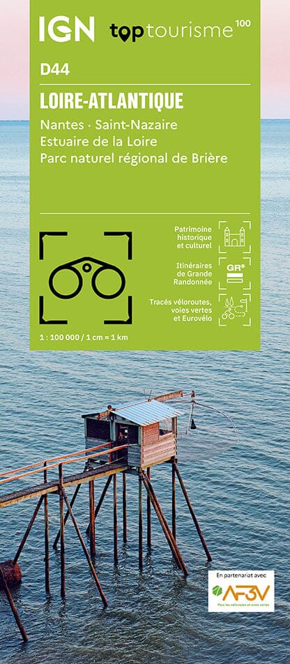 Carte touristique TOP 100 D44 - Loire-Atlantique : Nantes, St-Nazaire, Estuaire de la Loire, PNR Brière | IGN carte routière IGN Default Title