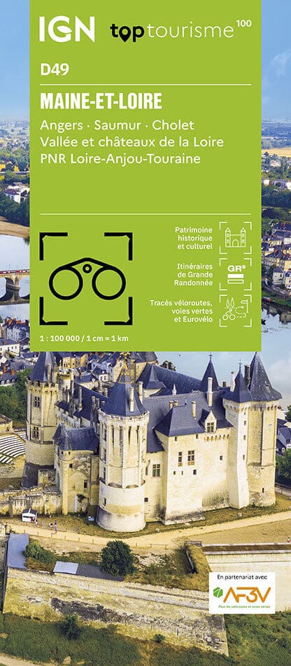 Carte touristique TOP 100 D49 - Maine-et-Loire : Angers, Saumur, Cholet, Châteaux de la Loire | IGN carte routière IGN Default Title