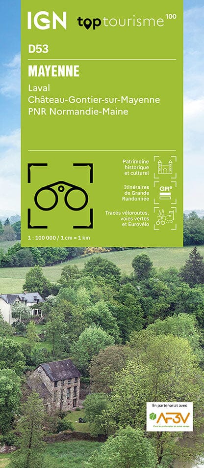 Carte touristique TOP 100 D53 - Mayenne : Laval, Château-Gontier-sur-Mayenne | IGN carte routière IGN Default Title