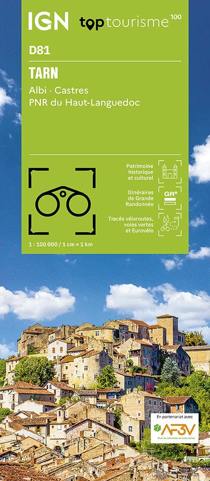 Carte touristique TOP 100 D81 - Tarn : Albi, Castres, PNR Haut-Languedoc | IGN carte routière IGN Default Title