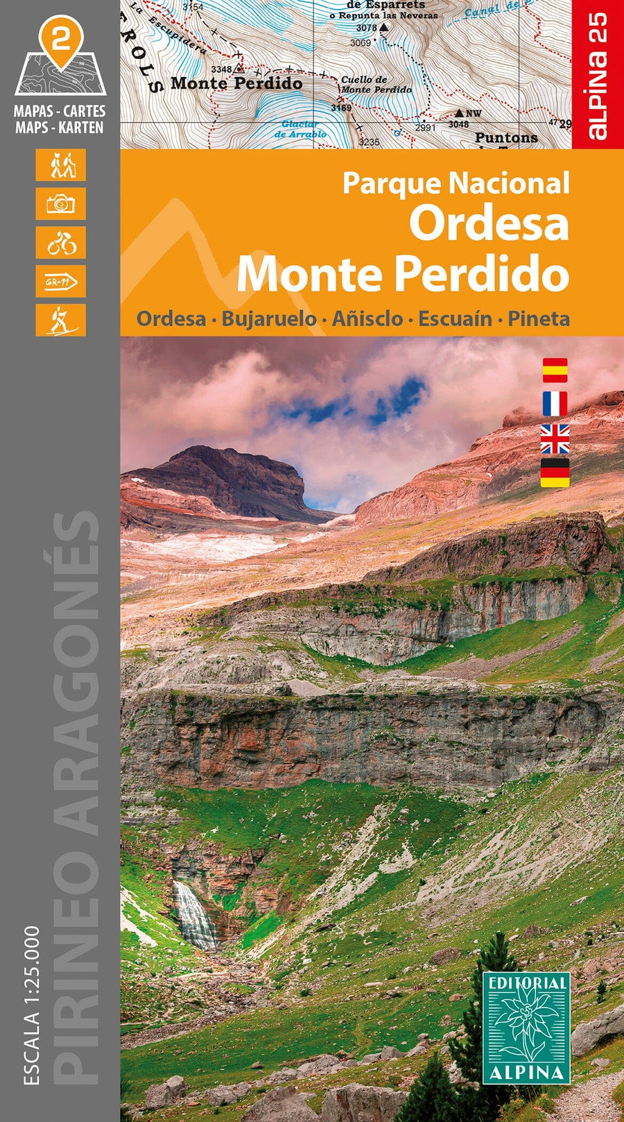 Cartes de randonnée (lot de 2) - Parc National d'Ordesa & Mont Perdu (Pyrénées aragonaises) | Alpina carte pliée Editorial Alpina 