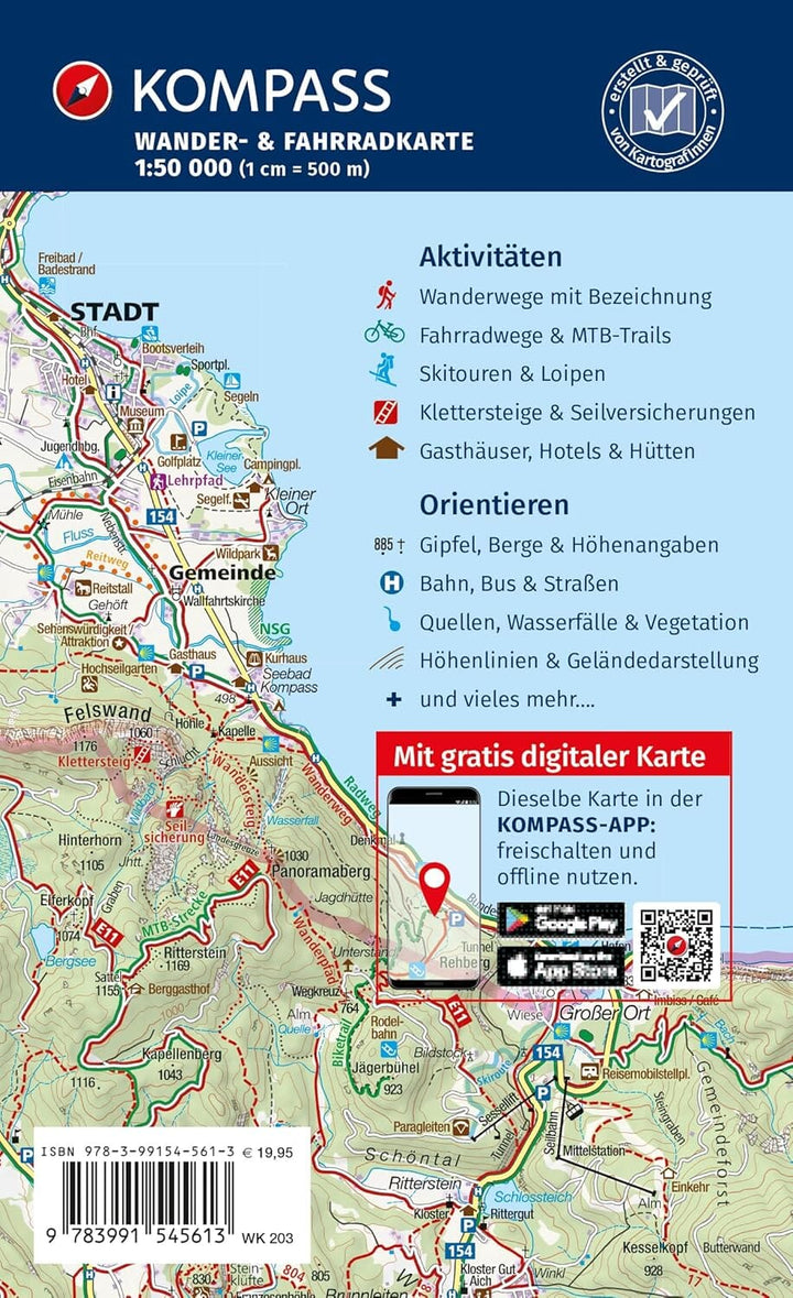 Cartes de randonnée n° 203 - Waldviertel Kampta, Wachau (Basse-Autriche) | Kompass carte de randonnée Kompass 