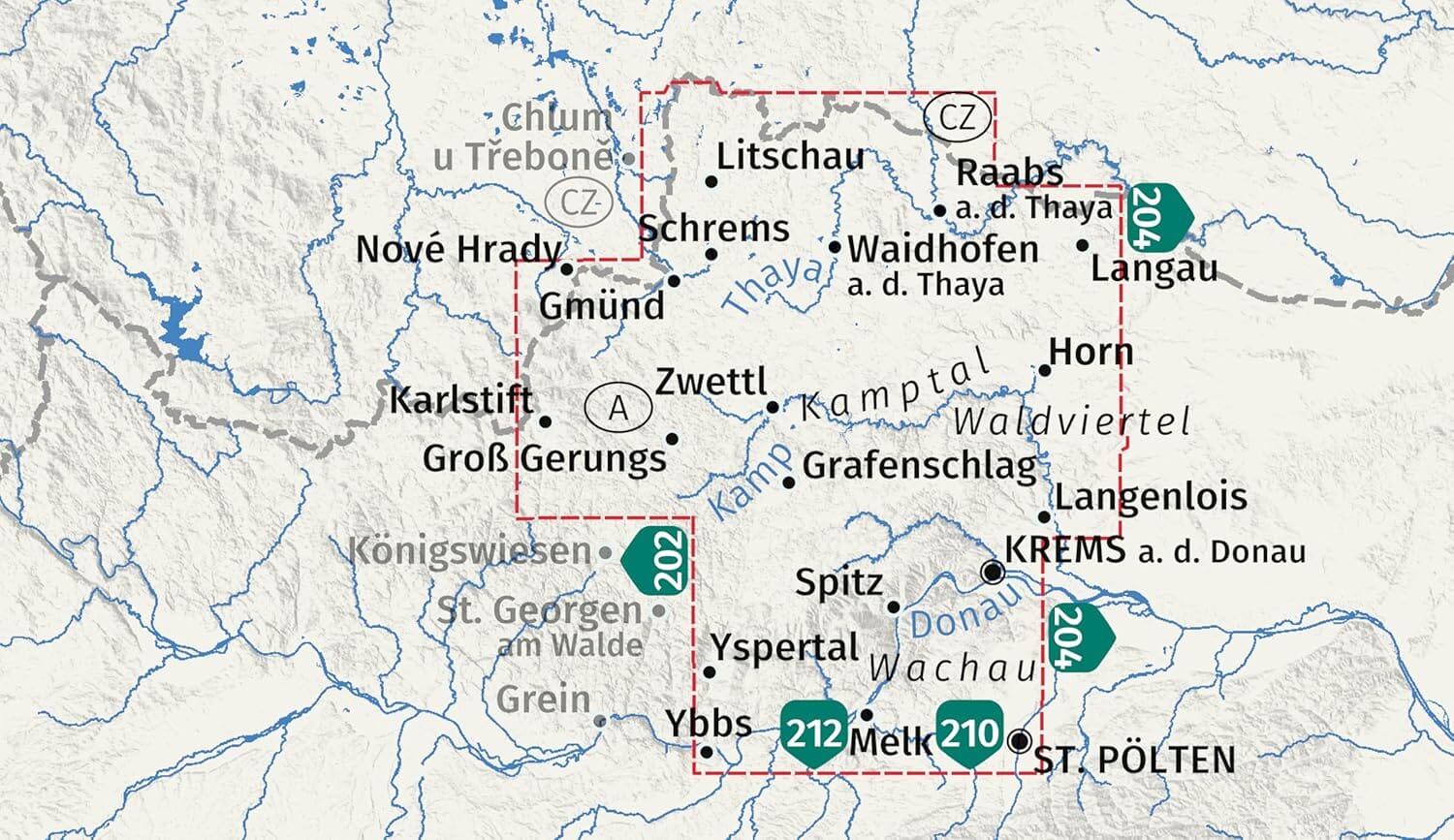 Cartes de randonnée n° 203 - Waldviertel Kampta, Wachau (Basse-Autriche) | Kompass carte de randonnée Kompass 