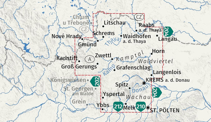Cartes de randonnée n° 203 - Waldviertel Kampta, Wachau (Basse-Autriche) | Kompass carte de randonnée Kompass 