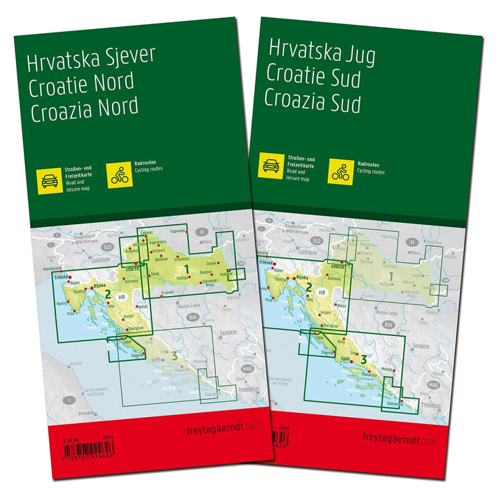 Cartes routières & cyclistes - Croatie Nord & Croatie Sud | Freytag & Berndt carte cycliste Freytag & Berndt 