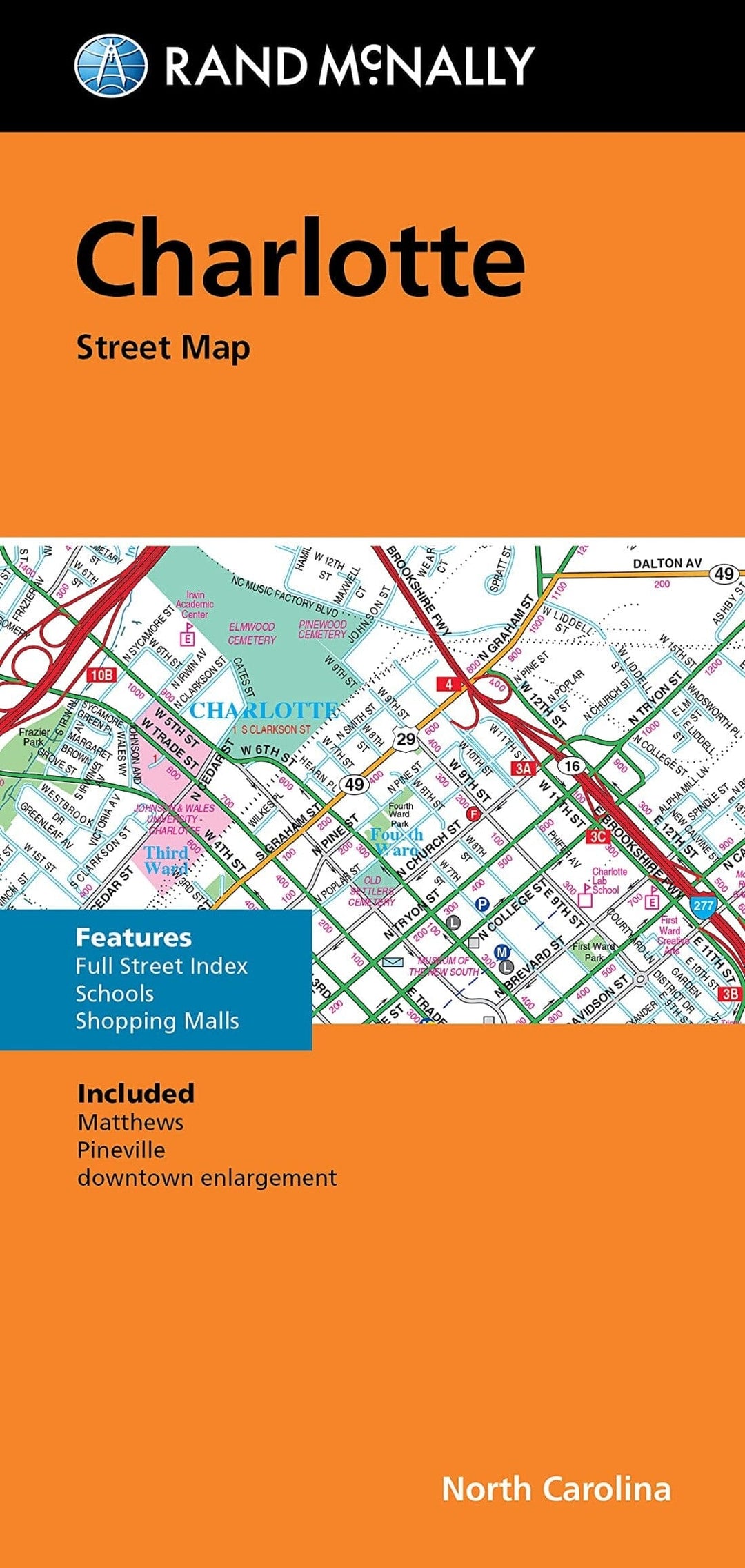 Charlotte, Caroline du Nord | Rand McNally carte pliée Rand McNally 