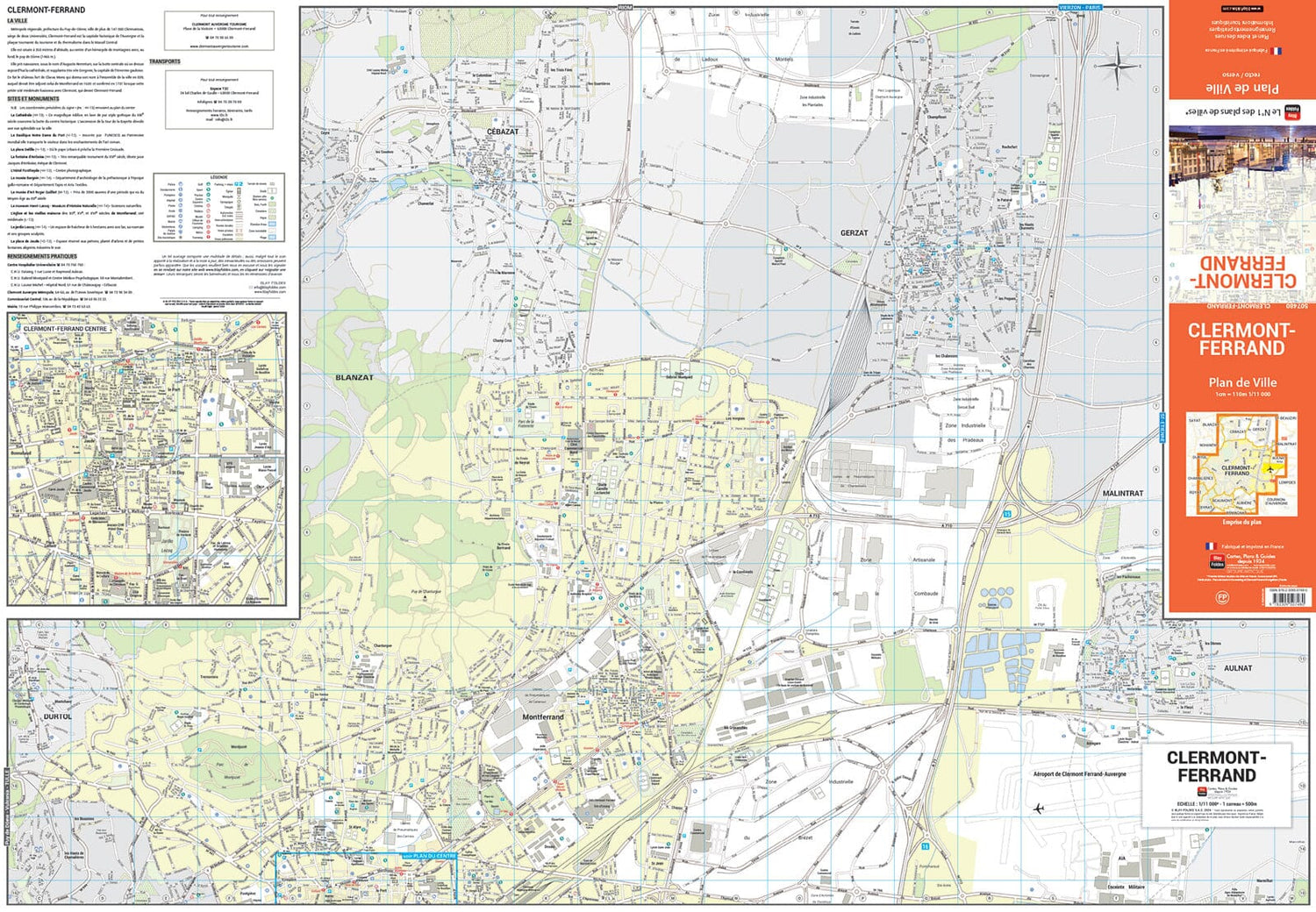 Clermont-Ferrand, Puy-de-Dôme - Plan de ville | Blay Foldex plan de ville Blay Foldex